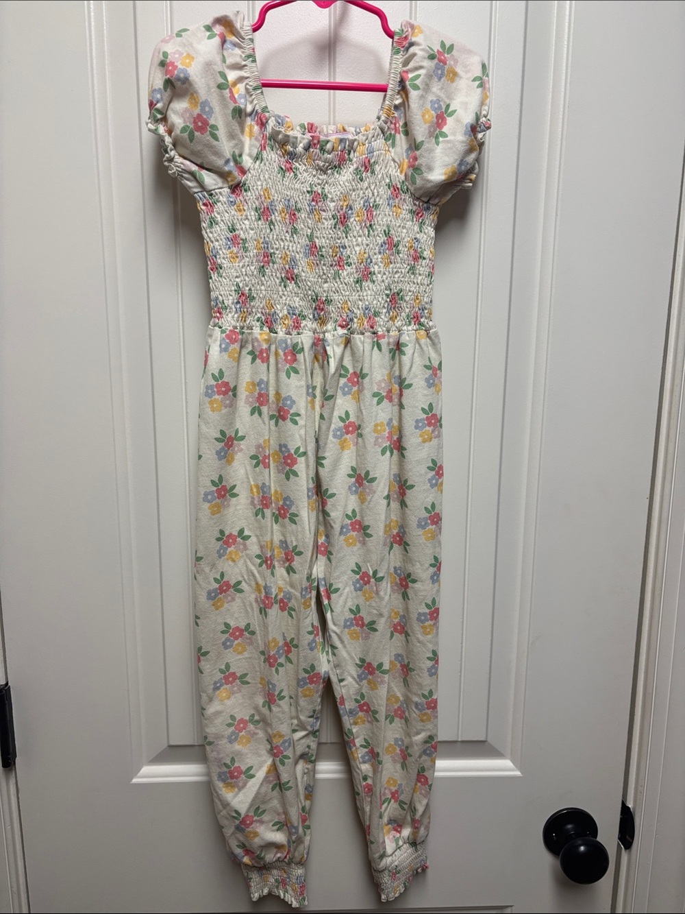 Sweet Honey Floral Smocked Romper Girls Size 6 years